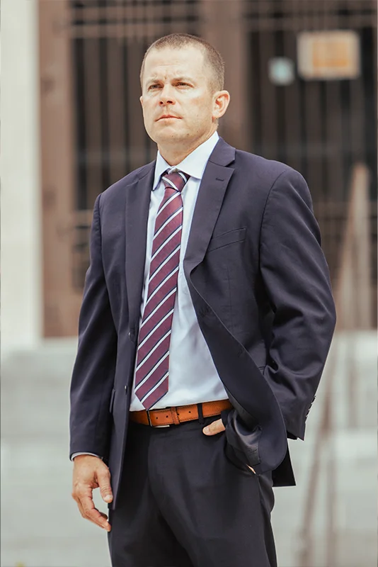 Paul Walsh Outside Courthouse Steps